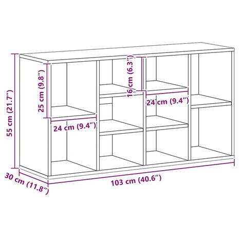 Schoenenbank 103x30x55 cm bewerkt hout gerookt eikenkleurig 8