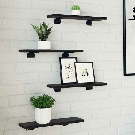 Boekenplank Bord 4 pcs Zwart 40 x 10 x 1,5 cm Bewerkt hout 1