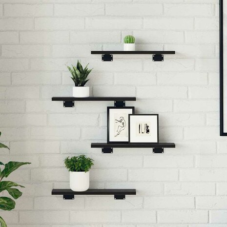 Boekenplank Bord 4 pcs Zwart 40 x 10 x 1,5 cm Bewerkt hout 3