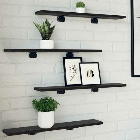 Boekenplank Bord 4 pcs Zwart 60 x 10 x 1,5 cm Bewerkt hout 1
