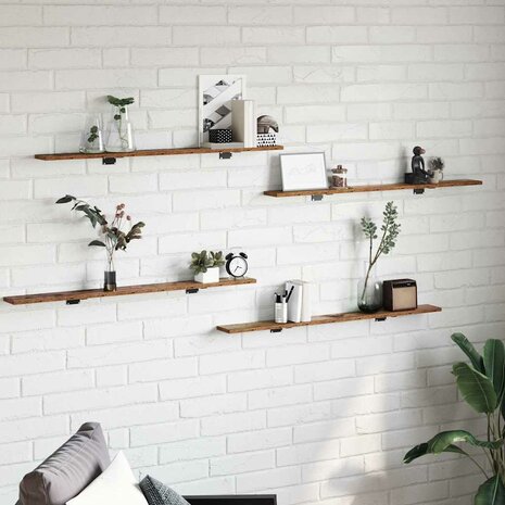 Boekenplank Bord 4 pcs Bruin 100 x 10 x 1,5 cm Bewerkt hout 1