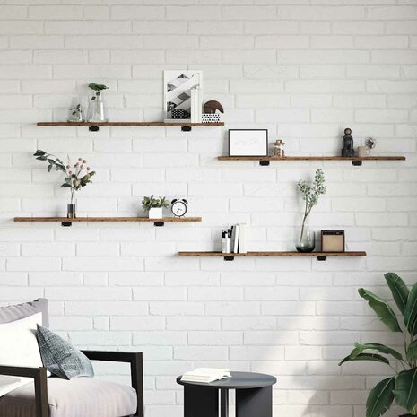 Boekenplank Bord 4 pcs Bruin 100 x 10 x 1,5 cm Bewerkt hout 3