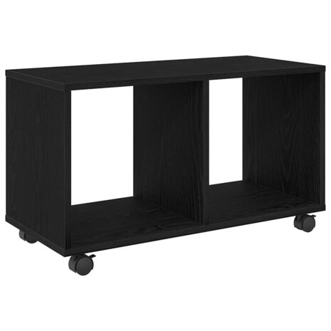 Bijzettafel met wiel Zwart Eiken 72 x 33 x 42,5 cm Bewerkt hout 2