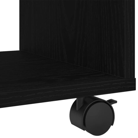 Bijzettafel met wiel Zwart Eiken 72 x 33 x 42,5 cm Bewerkt hout 7