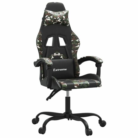 Gamestoel draaibaar kunstleer zwart en camouflage 2