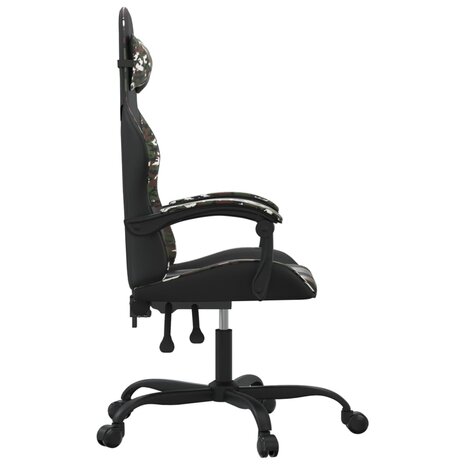 Gamestoel draaibaar kunstleer zwart en camouflage 4