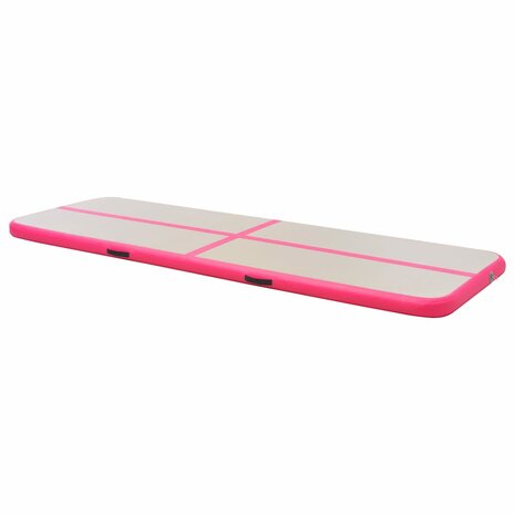 Gymnastiekmat met pomp opblaasbaar 400x100x10 cm PVC roze 4
