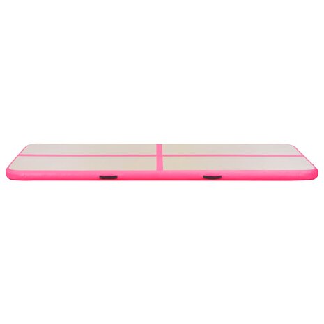 Gymnastiekmat met pomp opblaasbaar 400x100x10 cm PVC roze 6