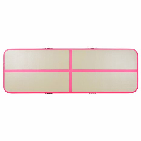 Gymnastiekmat met pomp opblaasbaar 400x100x10 cm PVC roze 7