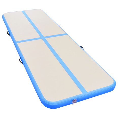 Gymnastiekmat met pomp opblaasbaar 400x100x10 cm PVC blauw 3