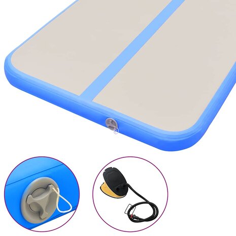 Gymnastiekmat met pomp opblaasbaar 400x100x10 cm PVC blauw 8
