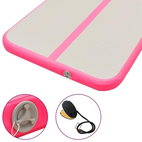 Gymnastiekmat met pomp opblaasbaar 800x100x10 cm PVC roze 8