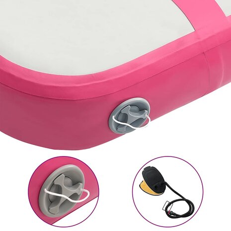 Gymnastiekmat met pomp opblaasbaar 60x100x10 cm PVC roze 6