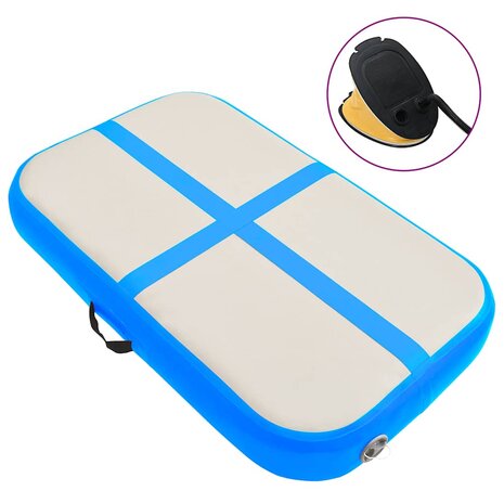 Gymnastiekmat met pomp opblaasbaar 60x100x20 cm PVC blauw 1