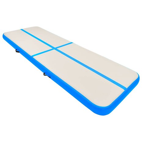 Gymnastiekmat met pomp opblaasbaar 400x100x15 cm PVC blauw 2