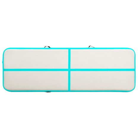 Gymnastiekmat met pomp opblaasbaar 400x100x15 cm PVC groen 4
