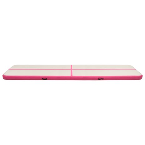 Gymnastiekmat met pomp opblaasbaar 700x100x15 cm PVC roze 3