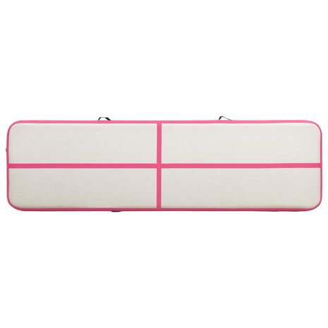 Gymnastiekmat met pomp opblaasbaar 700x100x15 cm PVC roze 4