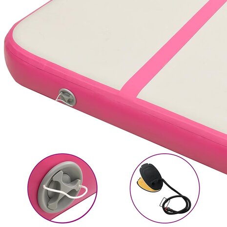 Gymnastiekmat met pomp opblaasbaar 700x100x15 cm PVC roze 6