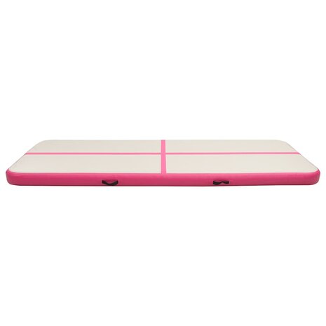 Gymnastiekmat met pomp opblaasbaar 400x100x20 cm PVC roze 3