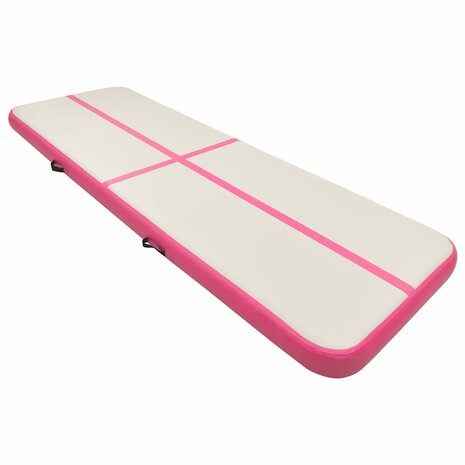 Gymnastiekmat met pomp opblaasbaar 500x100x20 cm PVC roze 2