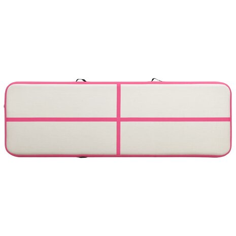Gymnastiekmat met pomp opblaasbaar 500x100x20 cm PVC roze 4