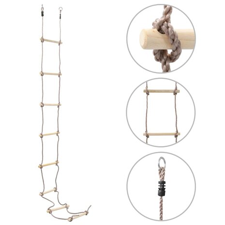 Touwladder 290 cm hout 1