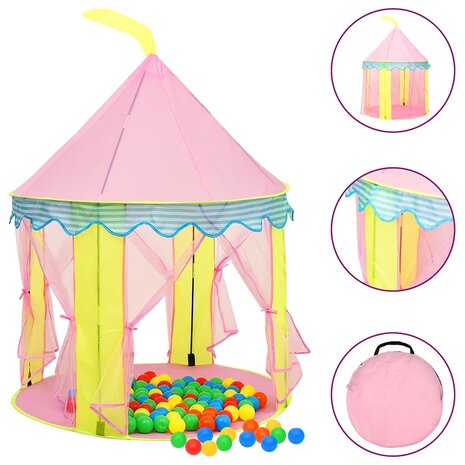 Kinderspeeltent met 250 ballen 100x100x127 cm roze 1