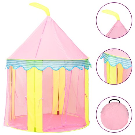 Kinderspeeltent met 250 ballen 100x100x127 cm roze 3