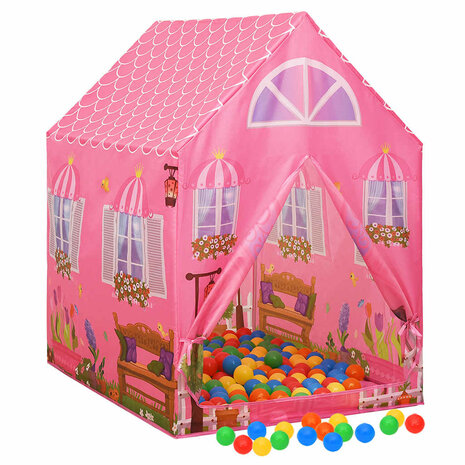 Kinderspeeltent met 250 ballen 69x94x104 cm roze 2