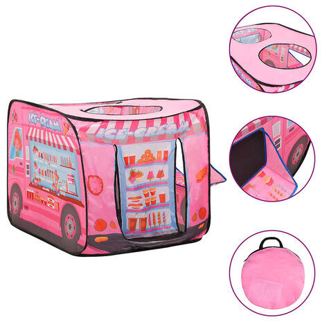 Kinderspeeltent met 250 ballen 70x112x70 cm roze 3