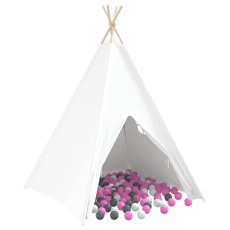 Tipi Tent Wit 120 x 120 x 150 cm Stof en Plastic 2