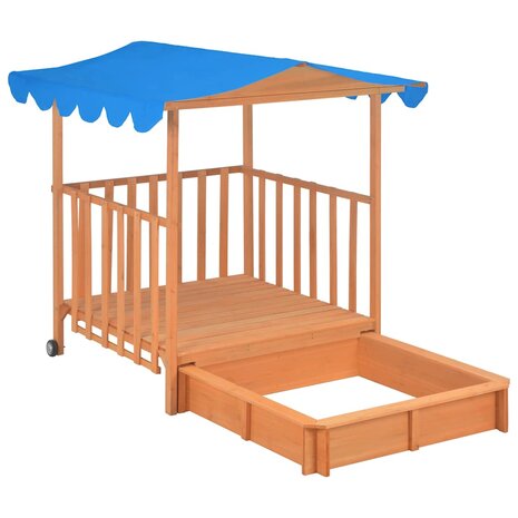 Kinderspeelhuis met zandbak UV50 vurenhout blauw 5