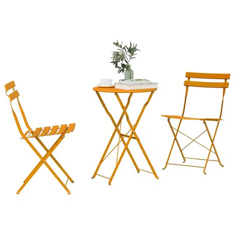 Vouw Bistroset 3 pcs Mosterdgeel Staal 3