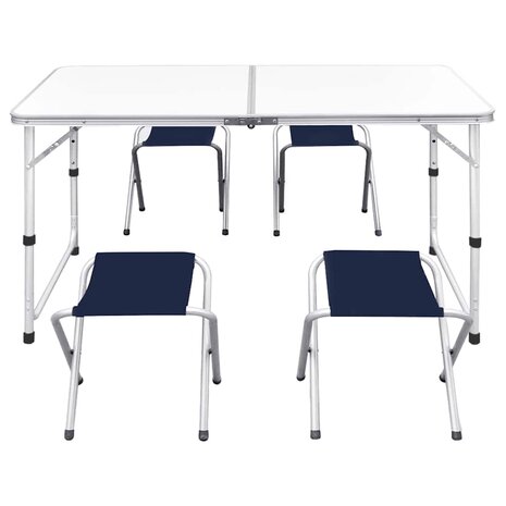 Campingset inklapbaar en verstelbaar 120x60 cm aluminium 2