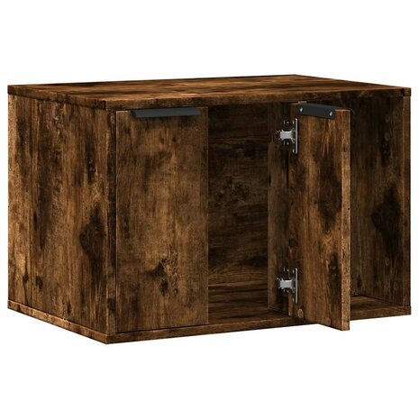 Kattenbakkast 60x40x40 cm bewerkt hout gerookt eikenkleurig 4