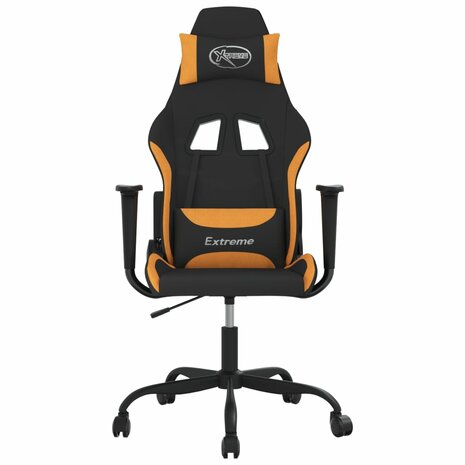 Massage gamestoel stof zwart en oranje 3