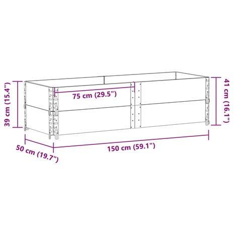 Palletopzetranden 2 st 150x50 cm massief grenenhout bruin 7
