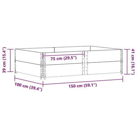 Palletopzetranden 2 st 150x100 cm massief grenenhout bruin 7
