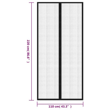 Insectendeurgordijnen 2 st magnetisch 220x110 cm zwart 8
