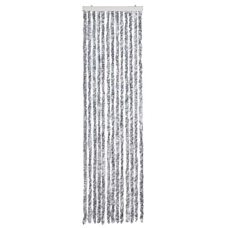 Vliegengordijn 56x200 cm chenille wit en grijs 2