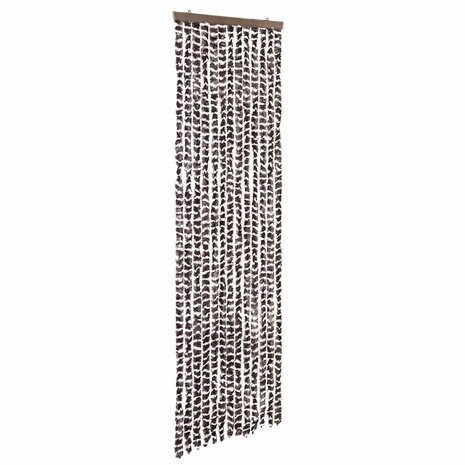 Vliegengordijn 56x185 cm chenille bruin en wit  2