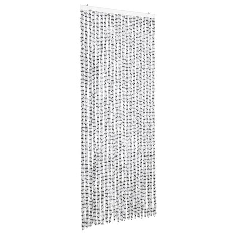 Vliegengordijn 90x220 cm chenille licht- en donkergrijs 2