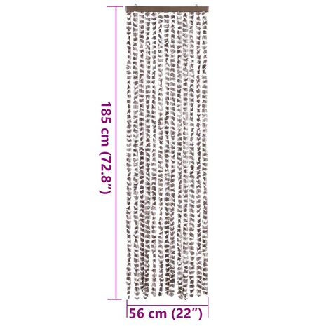 Vliegengordijn 56x185 cm chenille taupe en wit 7