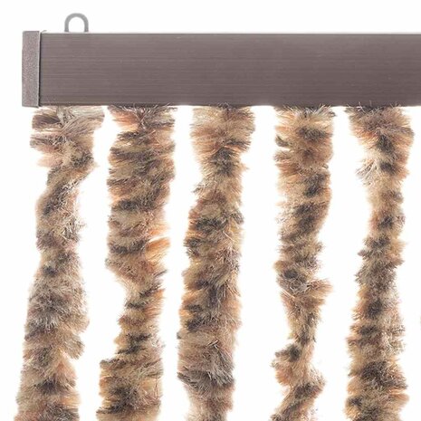 Vliegengordijn 90x220 cm chenille beige en donkerbruin 4