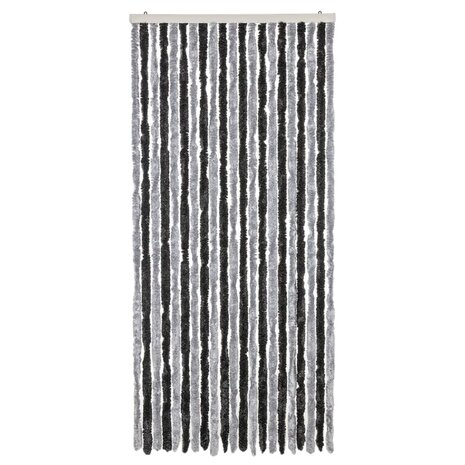 Vliegengordijn 90x220 cm chenille grijs en zwart 3