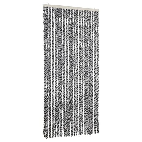 Vliegengordijn 90x220 cm chenille grijs en zwart-wit 2