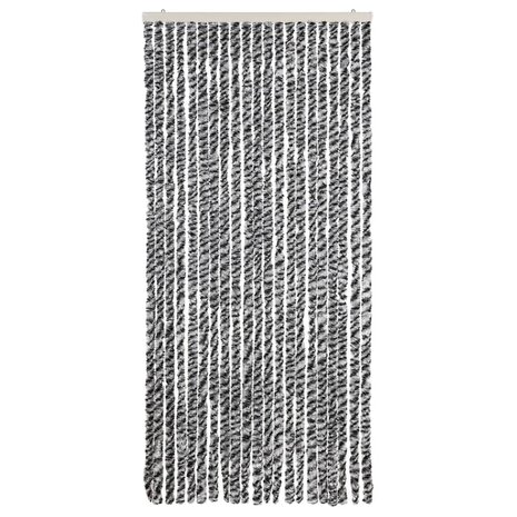 Vliegengordijn 90x220 cm chenille grijs en zwart-wit 3
