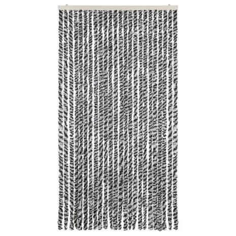 Vliegengordijn 100x220 cm chenille grijs en zwart-wit 3