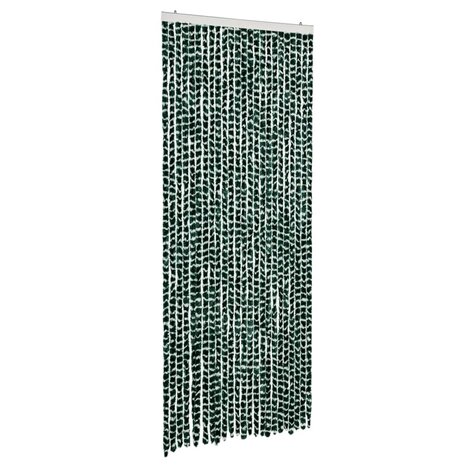 Vliegengordijn 100x200 cm chenille groen en wit 2